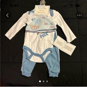 Quiltex Baby Sports Bodysuit Set - Blue and White